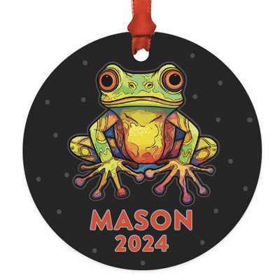 Custom Metal Christmas Frog Ornament 20XX Colorful Frog Christmas Tree Decoration
