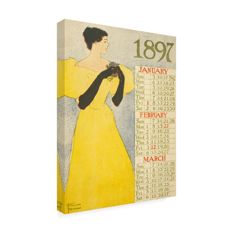 Art sur toile du calendrier chromrométrique bolologique 1897, H 19 po x l 14 po