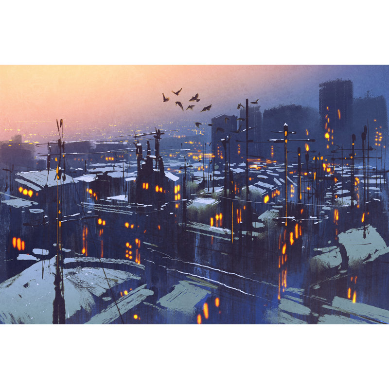 City At Night - Single Picture Frame Painting on Canvas, 80 cm H x 120 cm W