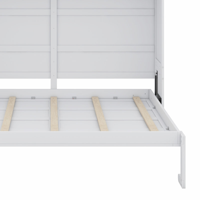 Lit escamotable mural avec armoires supérieures Murphy, Lit double, blanc