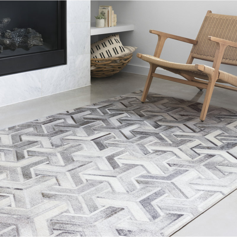 Tapis gris à motif géométrique Rogers, Rectangle 3 pi 6 po x 5 pi 6 po