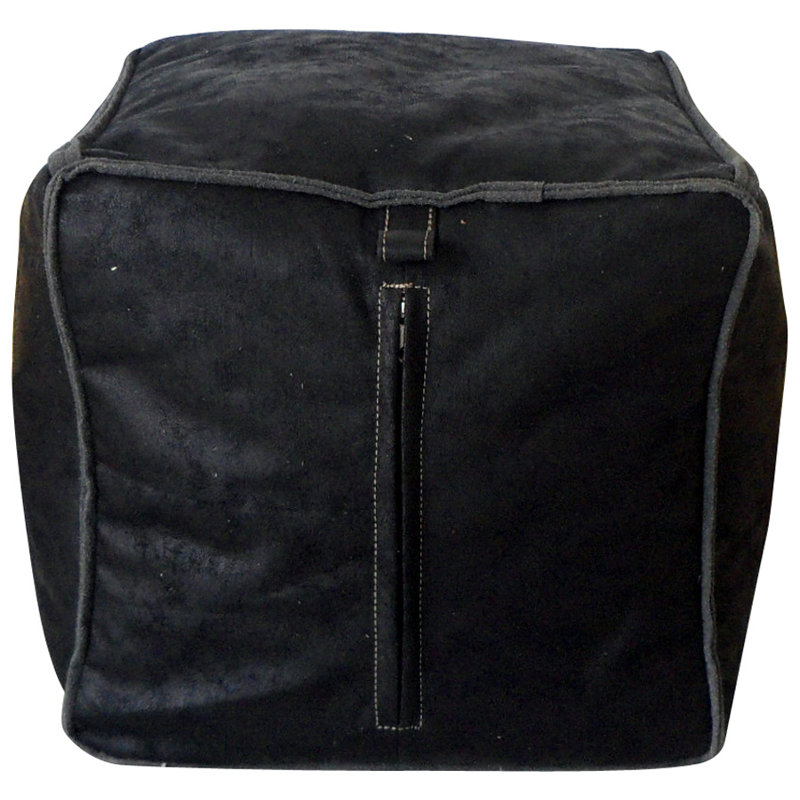 Pouf carré en similicuir de 15,75 po de large Tannehill, Noir