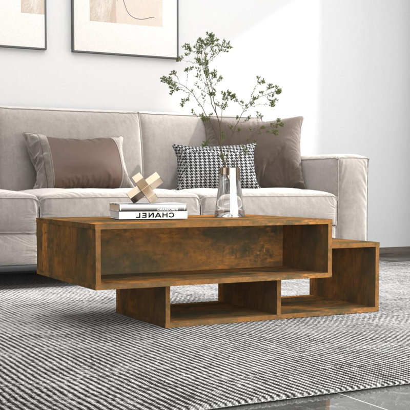 Godding Pedestal Coffee Table with Storage, Smoked Oak