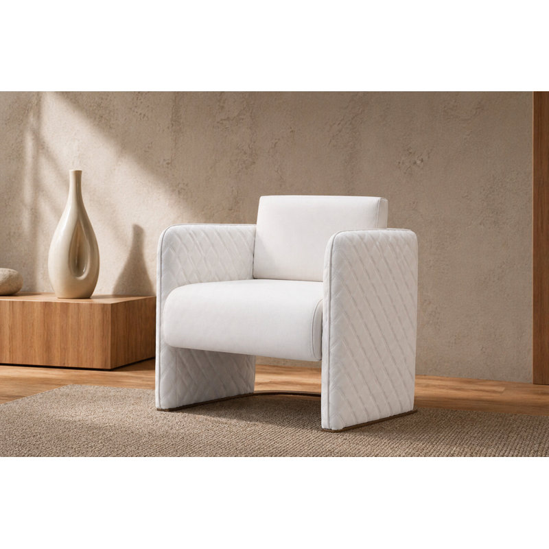 Lusso Faux Leather Club Chair, White Faux Leather