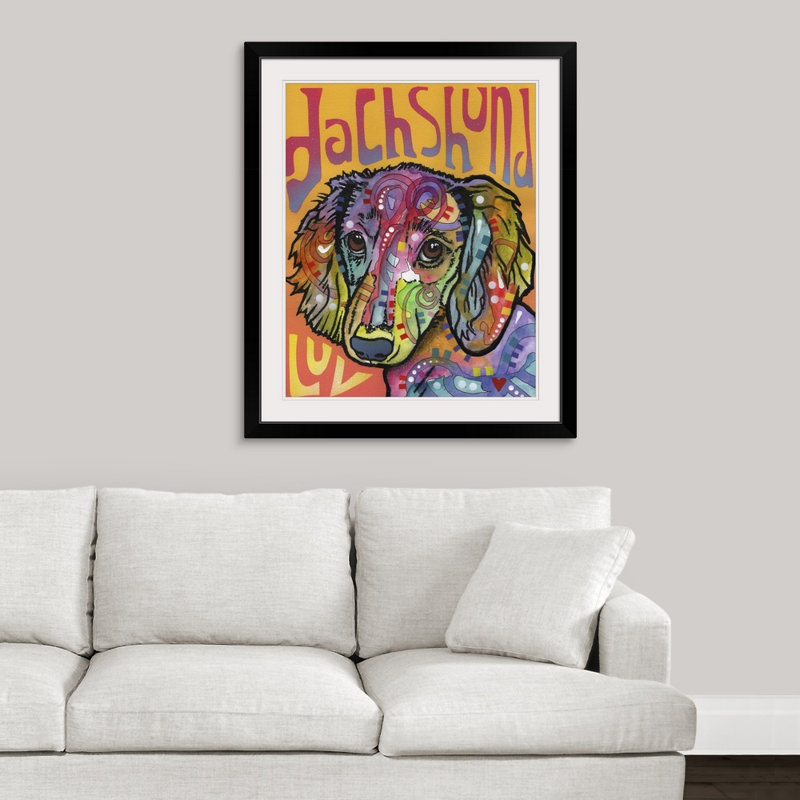 " Dachshund Love " by Dean Russo, Black Framed, 32" H x 27" W x 1" D