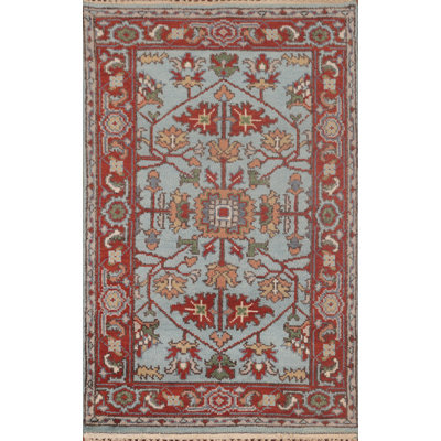 Tapis oriental bleu clair Oushak 3 x 5