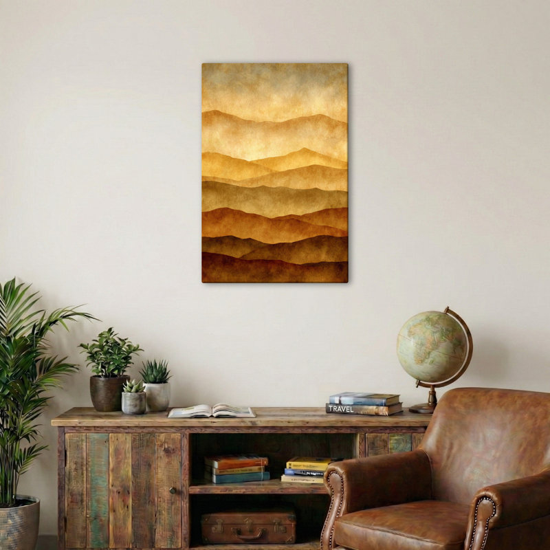 Home Decor Wall Art Canvas Print Minimal Earthy Abstract Landscape Of Ben Nevis In Scandinavian Nordic Ochre And Brown - Wrapped Canvas Print