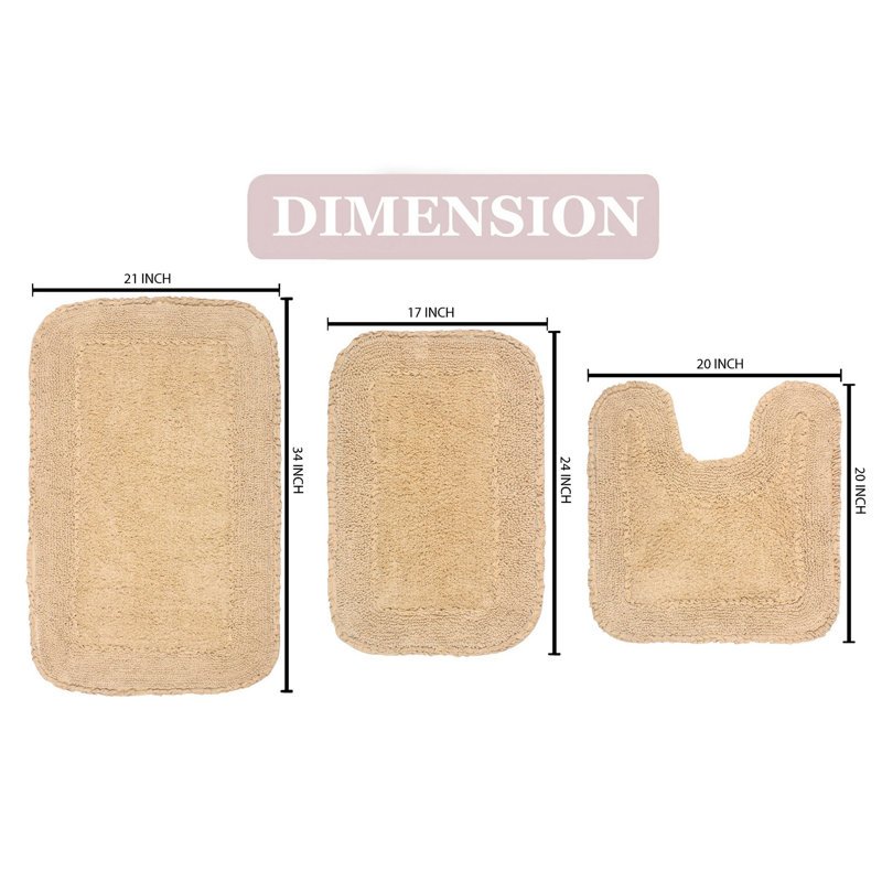 Ensemble de tapis de bain en coton 3 pièces Aceyon, Lin