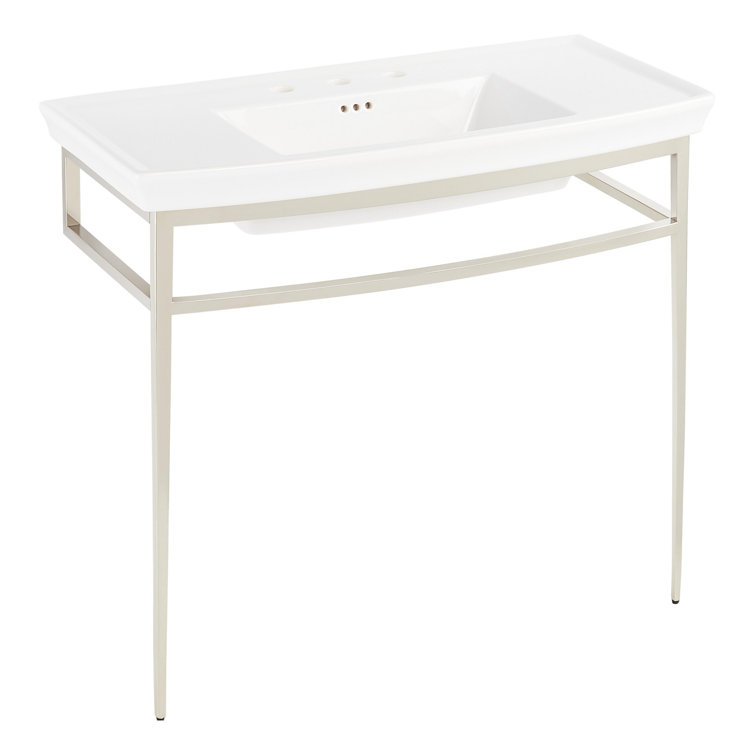 39" Olney 32" Tall Porcelain Rectangular Console Bathroom Sink with Overflow