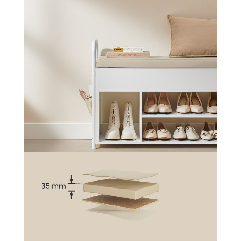 8 Pair Shoe Storage Bench, Cloud White