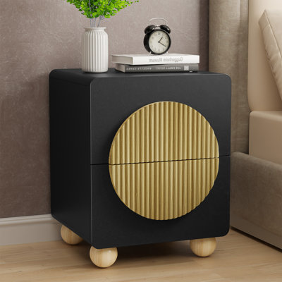 Mid-Century Fluted Nightstand with Moon Handle