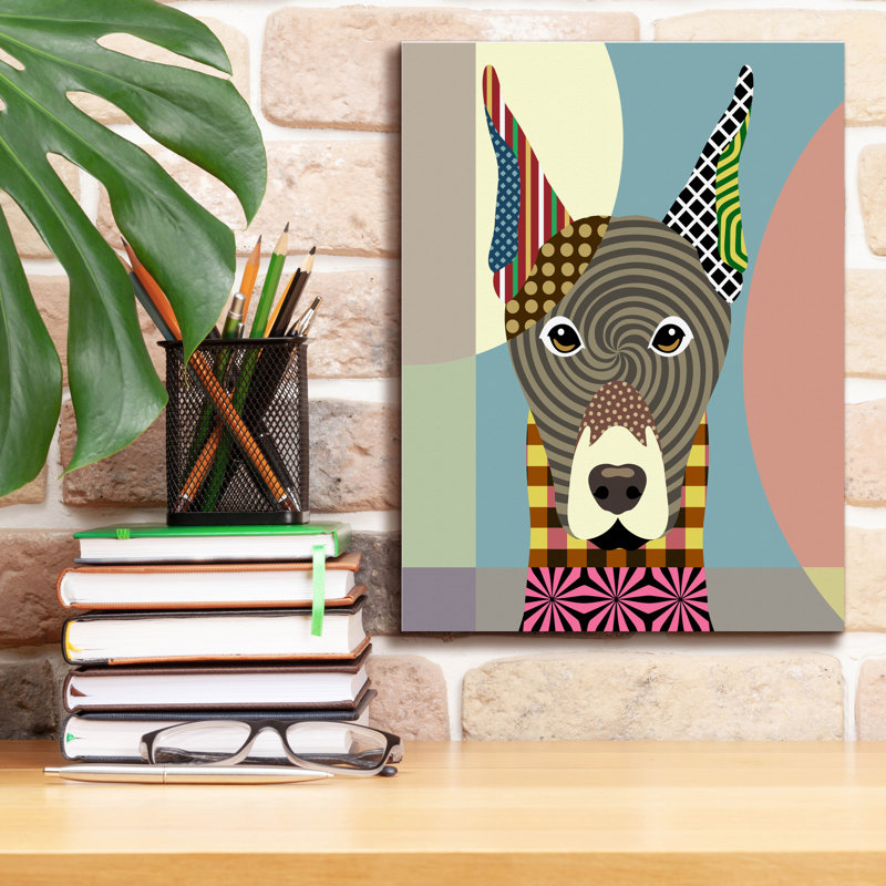 «Red Doberman Pinscher» par Lanre Adefioye, art mural sur toile, H 16 po x l 12 po