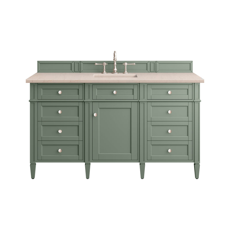 Brittany 60'' W Single Vanity, Charcoal Soapstone, Smokey Celadon, 8" Widespread