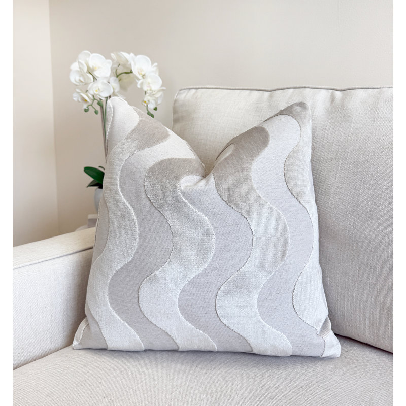 Housse de coussin Wavy, Blanc, 22 x 22 po
