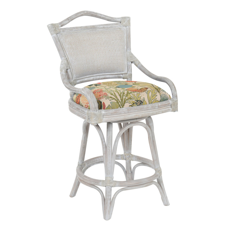 Cilurso Swivel Upholstered Counter Stool, Tropical Fish