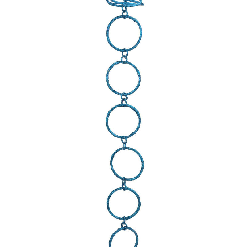 5' Turquoise Peacock Blue Glitter Artificial Christmas Garland