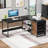 59 Inches L-Shaped Computer Desk with Drawers and Storage Shelves, Reversible Corner Office Desk Workstation, Home Office Study Writing Table with File Cabinets, Black Industrial Design-130075159