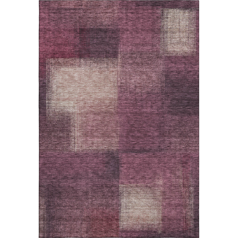 Premium Machine Washable Tweedy Plum Rug, Rectangle 8' x 10'