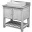 Meuble-lavabo de 30 po avec comptoir en quartz gris, lavabo en porcelaine et quincaillerie-106633499