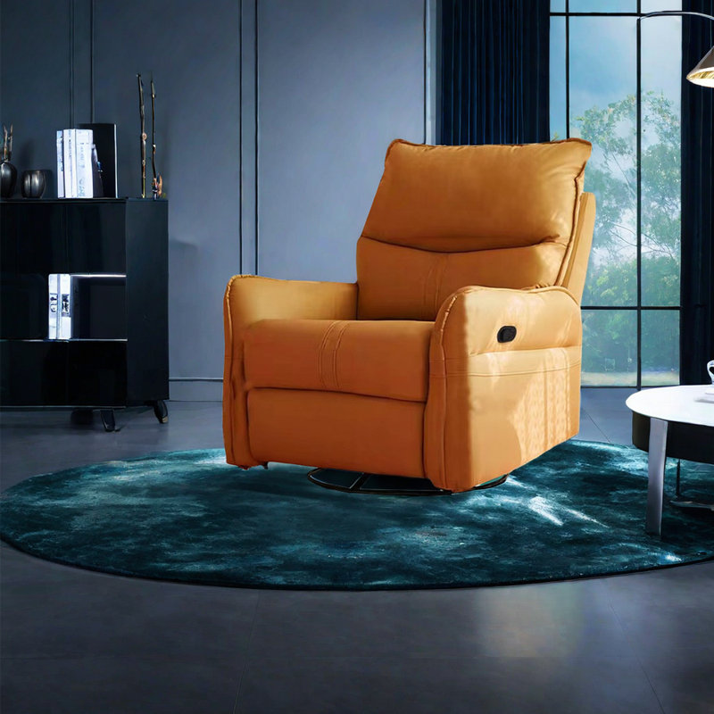 Lindora Faux Leather Recliner, Orange Faux Leather