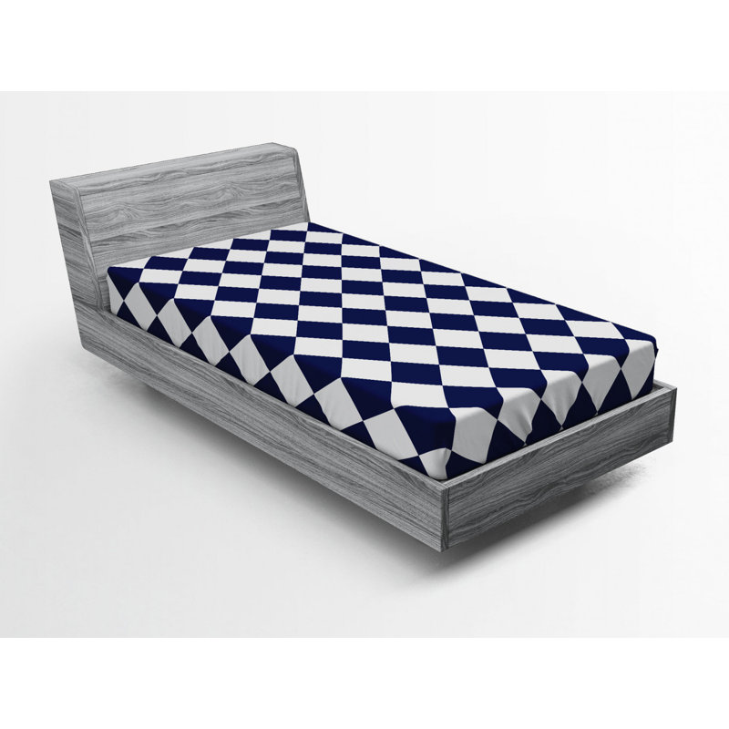 Microfiber Geometric Fitted Sheet, Twin Fitted Sheet