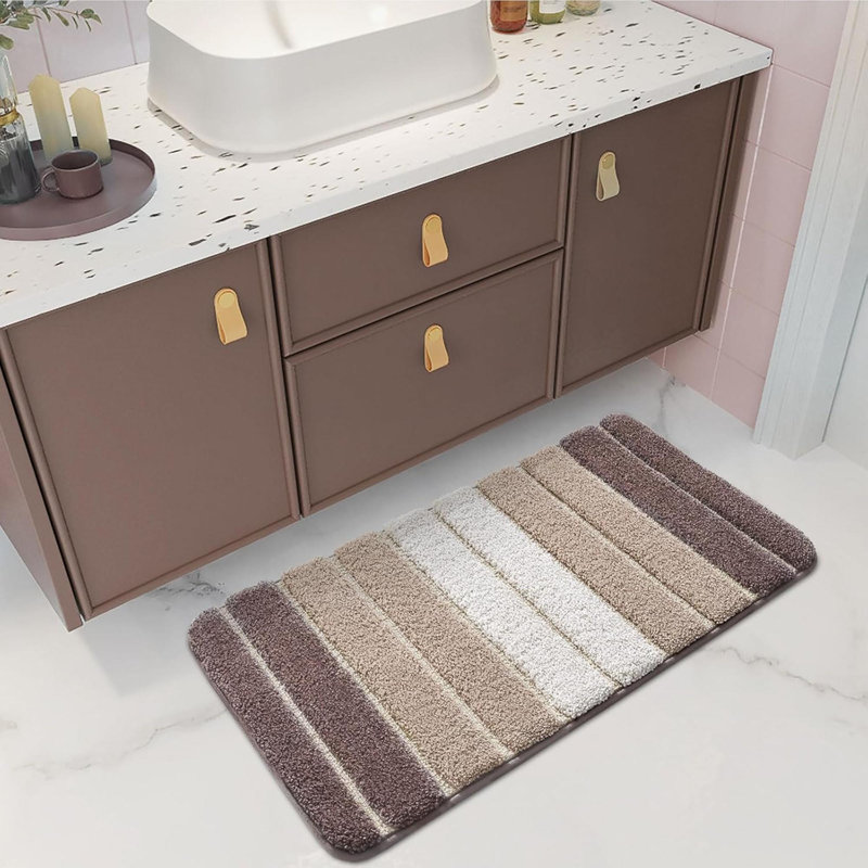 Tapis pour salle de bain Konnie, L 16 po x L 24 po, Brun clair