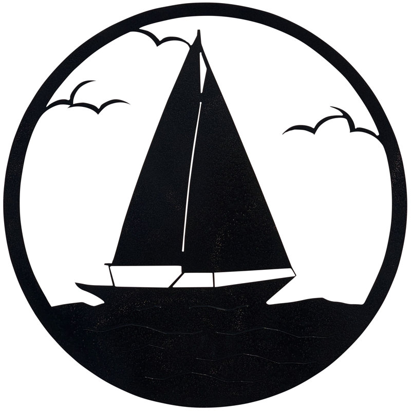 Sailboat Circle Metal Decor