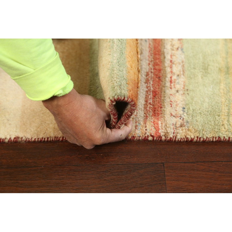 Tapis multicolore noué à la main de conception unique 2 pi 6 po x 3 pi 8 po