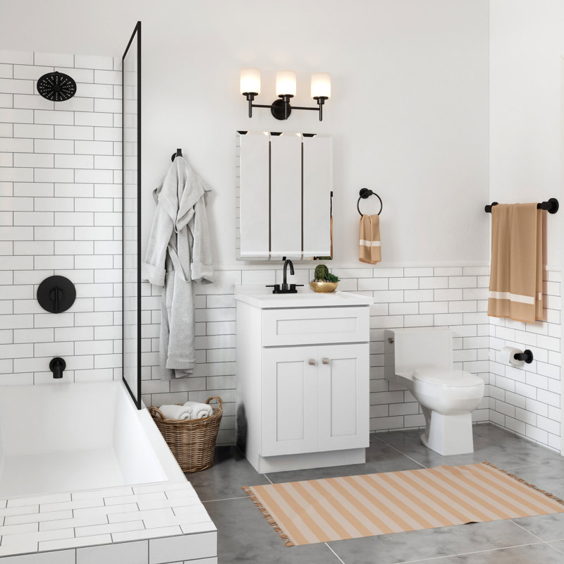 White 25" Single Bathroom Vanity with Cultured Marble Top