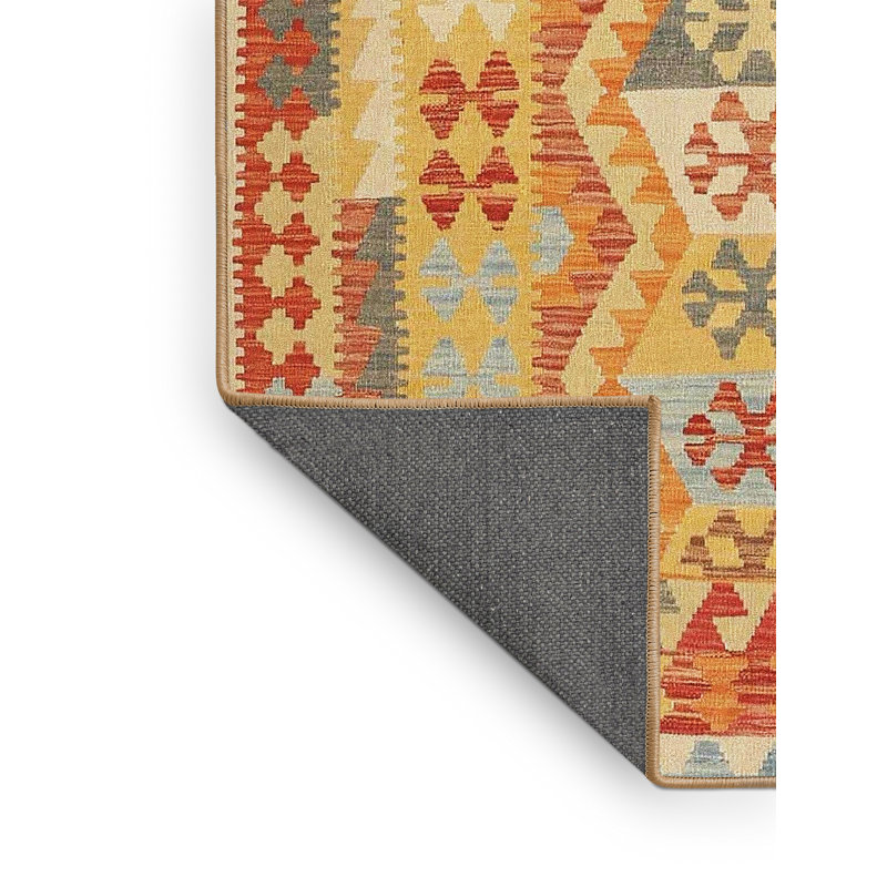 Tapis orange/jaune/vert contemporain Sukhraj, Rectangle 2 pi x 3 pi
