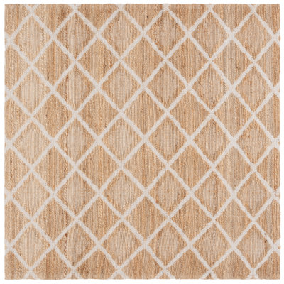 Cowden Natural Fiber Handloomed Jute Cotton Geometric Rug in Ivory/Natural