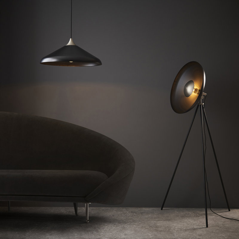 Suresnes 128cm Tripod Floor Lamp, Matt Black, Black