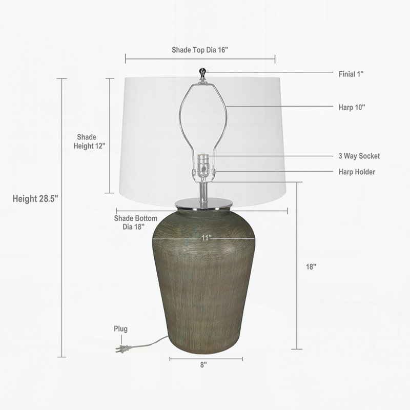 D18x28.5" Glass Table Lamp
