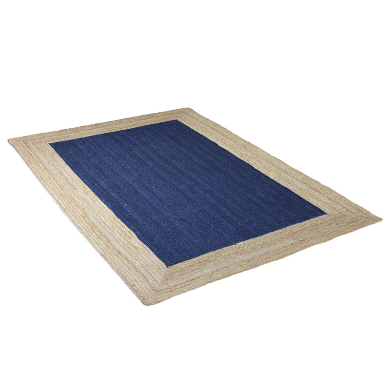 Abra Abra Hand Woven Jute Eco-Friendly Solid Area Rugs - Rectangle, Blue Beige Color, Contemporary Modern Design, Low Pile, Natural Fiber, Outdoor Indoor Handmade Area Rugs for Living Room, Bed Room