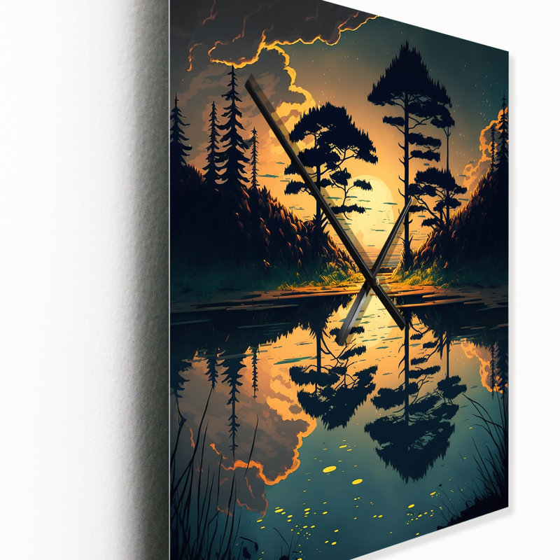 Jermonica - Horloges murales paysage lac, Très grand