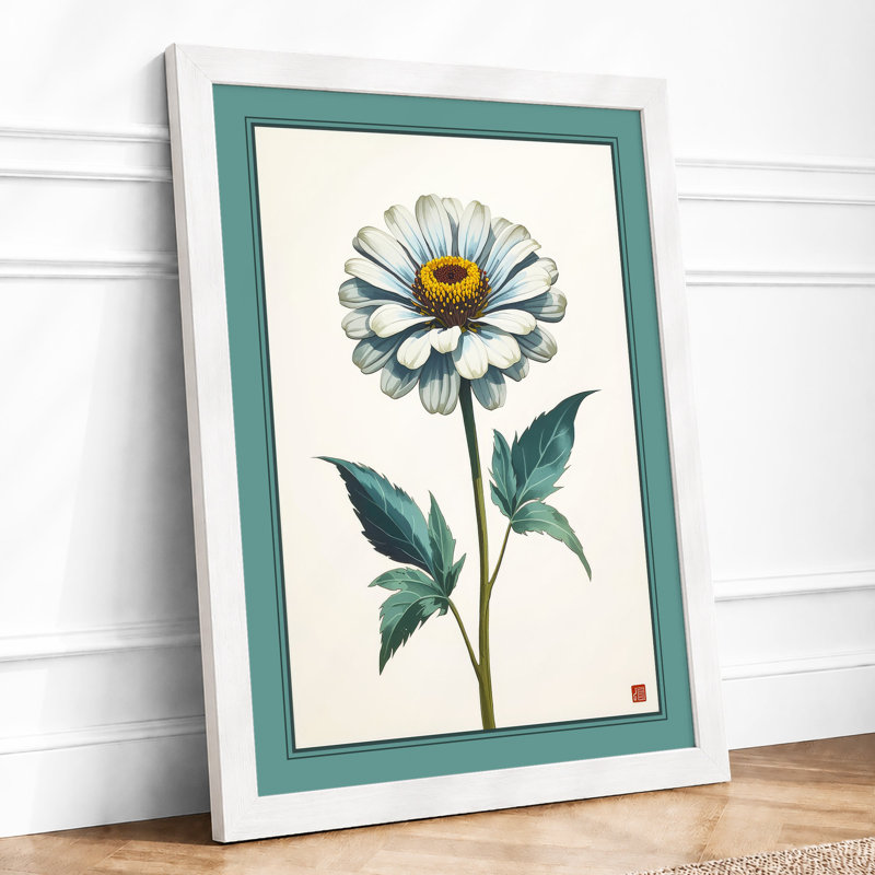 White Daisy Study Botanical - Print, A4 - 29.7 x 21.0 cm, White
