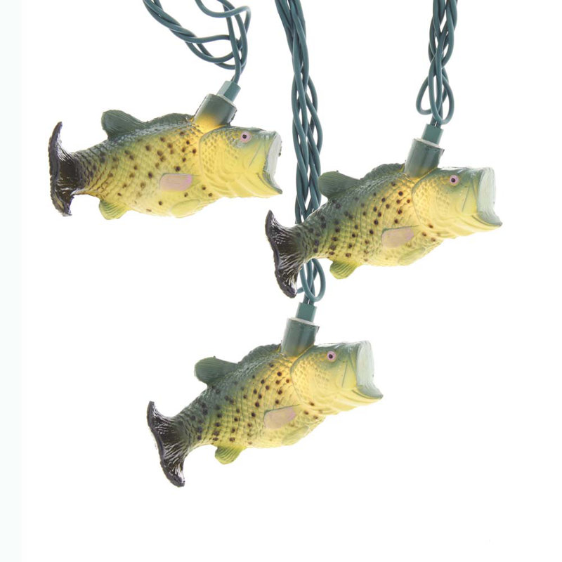 Kurt Adler Indoor/Outdoor UL 10-Light Bass Fish Light Set, 9ft