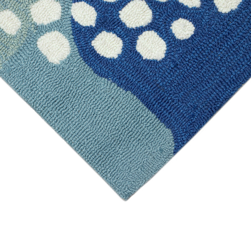 Tapis bleu crocheté à la main Vogt, Rectangle 7 pi 6 po x 9 pi 6 po