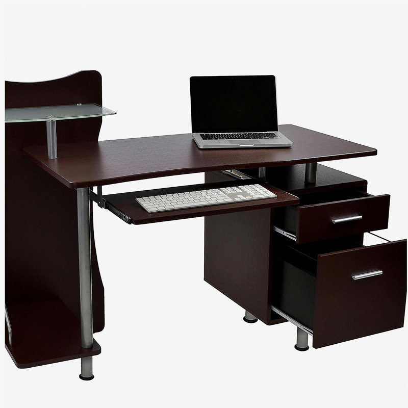 Bureau d'ordinateur avec rangement brun chocolat