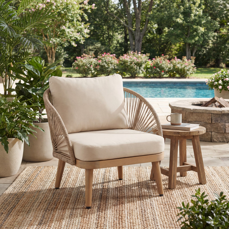 Fauteuil club d'extérieur en bois d'acacia Charles, 1