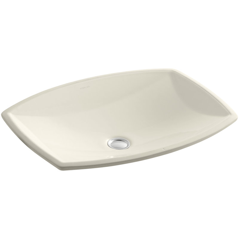 Lavabo de salle de bain sous-comptoir en céramique avec trop-plein Kelston®, Amande