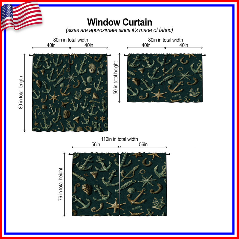 Rideaux obscurcissant Nautical, 20 po x 50 po - 2 panneaux, Transparent