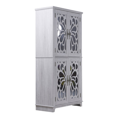 Armoire de rangement 67,4 "à 4 portes en miroir
