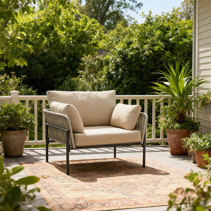 Cassaundra Faux Rattan Accent Chair, Gray
