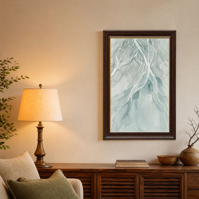 Grey and Teal Watercolor River Delta Canvas Wall Art