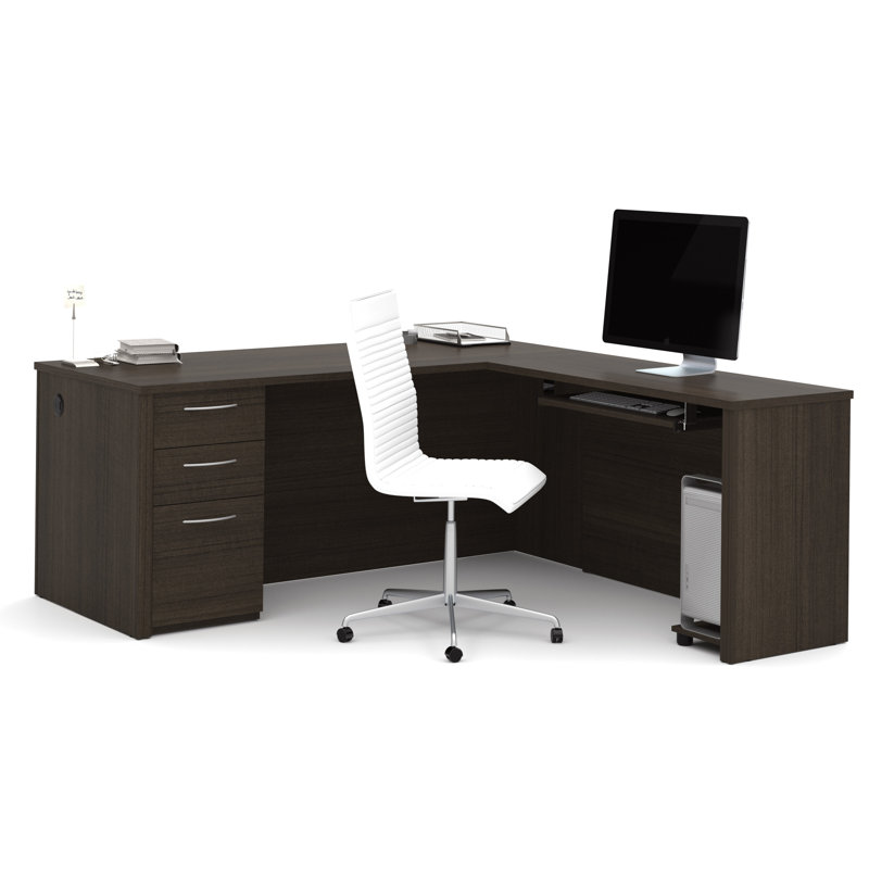 Tammara L-Shaped Executive Desk, Dark Chocolate