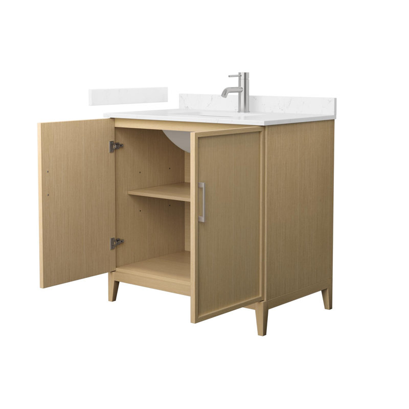 Elan 36'' W Vanity, Tan, Brushed Nickel, White Cultured Marble