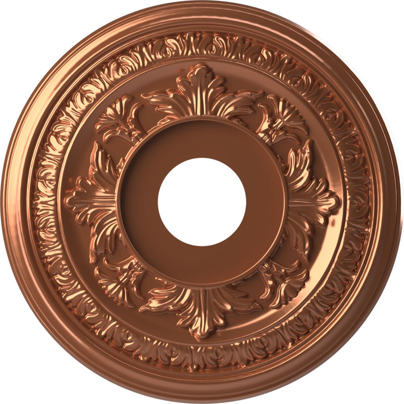 Baltimore Thermoformed Ceiling Medallion, Bright Coat Copper, 13" H x 13" W x 0.75" D