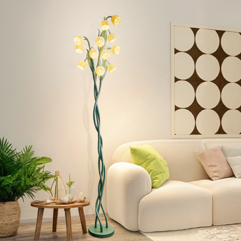 12-Light Dimmable LED Floor Lamp - Vintage Floral Bouquet Tree with Adjustable Goosenecks - Whimsical Corner Decor for Living Room & Nursery