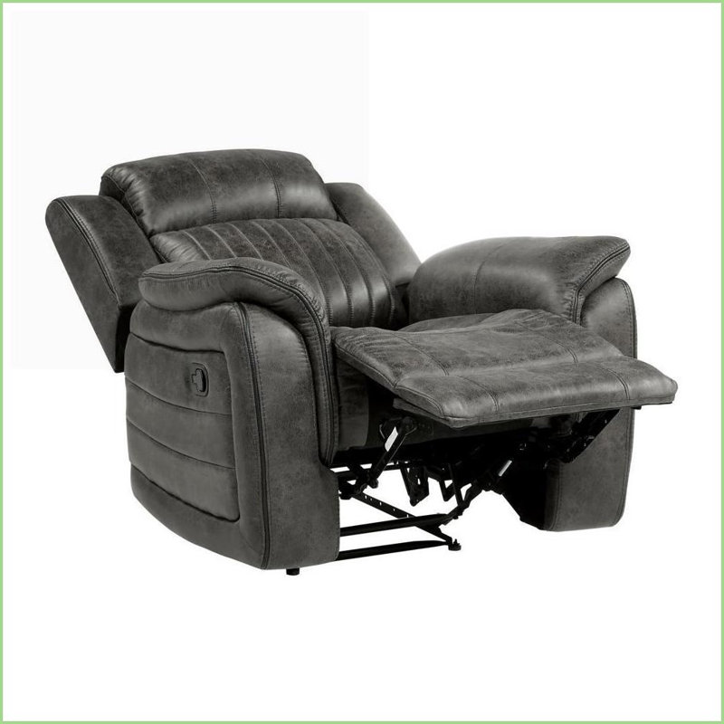 Fauteuils inclinables et transitionnels gris brunâtre 1pc avec accoudoirs moelleux Capitonnage vertical | Structure en bois massif | Gris | Bois